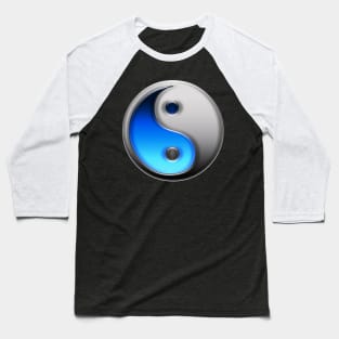 Blue and Silver Yin Yang Baseball T-Shirt